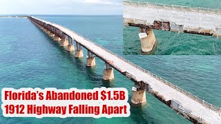 Florida Key's Abandoned & Crumbling Overseas Highway from 1912 | 4K Aerial