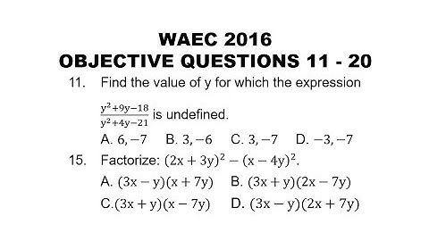 WAEC 2016 Mathematics Objective Questions 11-20