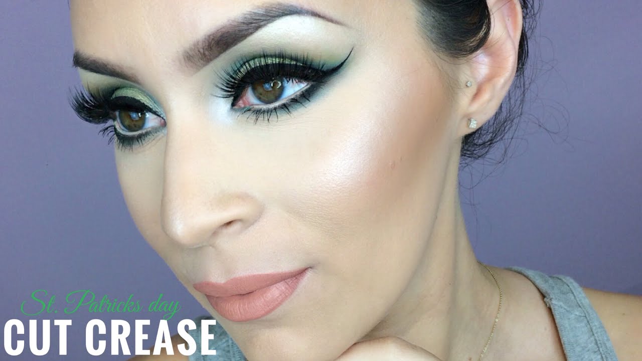 St. Patricks Day CUT crease makeup tutorial - YouTube