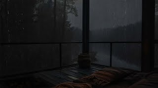 Heavy Rain Poured Down On The Empty Forest  Find Tranquility in The Atmosphere of Rain