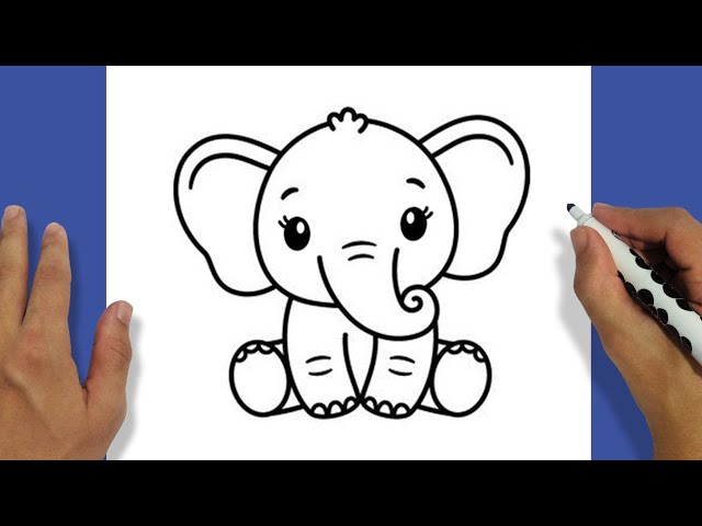 Como desenhar um elefante kawaii passo a passo super fácil 🐘✍️ #comod