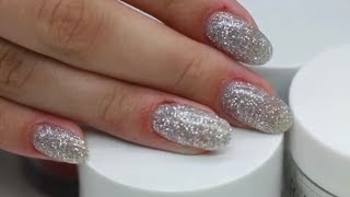 Russian Manicure/Kiara Sky Silver Glitter Nails