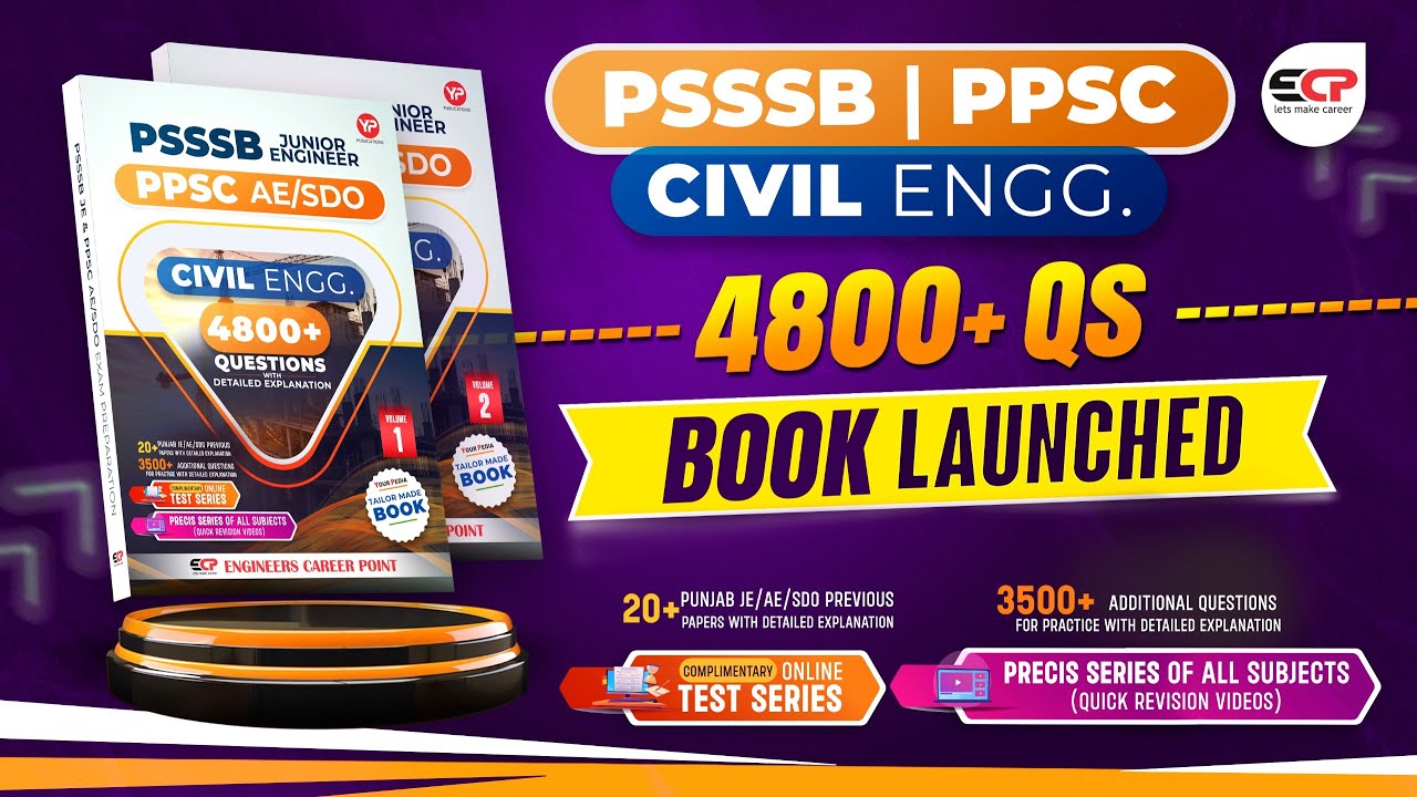 4800+ Questions Dedicated Book for PSSSB JE Civil exam preparation launched, Order Now!