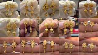 Gold earrings designs for daily use/Simple gold earrings tops designs/Daily wear gold hoop earrings/