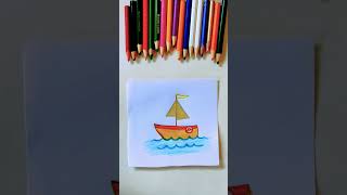 رسم سفينه/رسم قارب صغير وسهل.