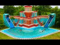 Full building villa house twine water slide  design swimming pool for entertainment place