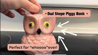 ZCHING Cute Owl Ceramic Piggy Bank Personalized Money Saving Bank for Kids Girls Nursery Gift Decor{