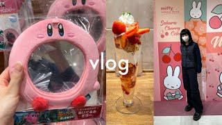 japan vlog | visiting miffy & kirby pop up shop and first time eating parfait