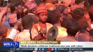 Nepal Turns Red For Hindu Festival On Traditional New Year