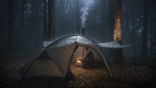 Hot Tent Rain Camping in Heavy Rain All Day! RELAXING CAMPING IN THE RAIN - ASMR screenshot 4
