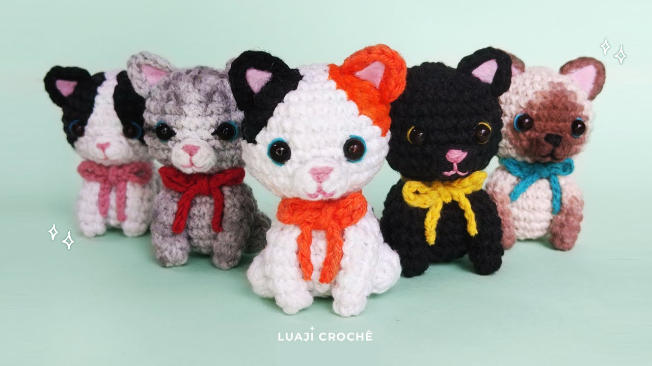 Mini Gatinho em Crochê 🐱 | Coleção Minigurumis de Bichinhos | Chaveiro Gato Amigurumi Passo a Passo