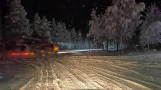 Truck Driving On The Icy Road In Lapland, Finland 4K