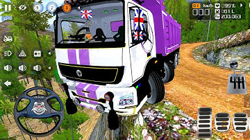 12 Wheeler 8x8 Power Full Engine Bharat Benz Truck Stones Transporter Driving In Offroad | Bussid 