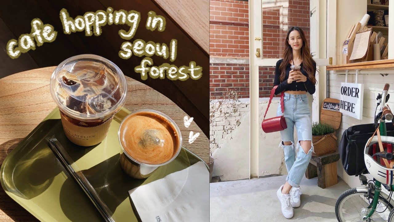 cafe hopping in seoul 🌳 seoul forest picnic, cupcakes, black sesame coffee, konkuk university food