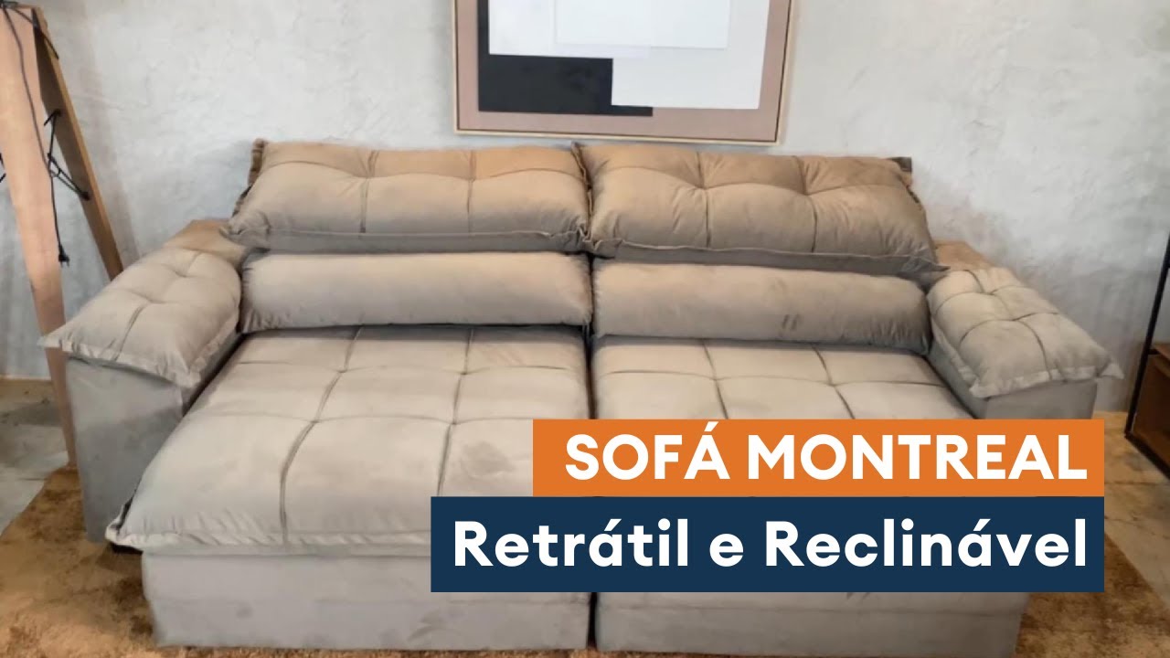 Sofá com Carregador USB Retrátil Reclinável Montreal 250cm