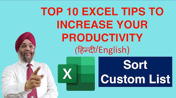 TOP 10 EXCEL TIPS TO INCREASE YOUR PRODUCTIVITY - in Hindi (हिन्दी) / English- #3 Custom Sort/List
