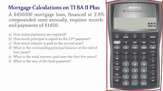 Mortgage Calculations using BA II Plus
