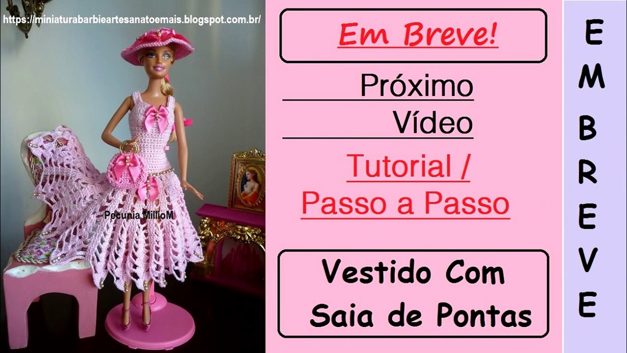 DIY Como Fazer Vestido de Crochê Para Barbie Passo a Passo Parte 1 Com  Pecunia Milliom Crochê 