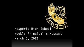 Principals Message 03.05.2021