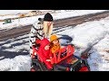 Best Friends Launch Off Snow Ramp In Toy Jeep!