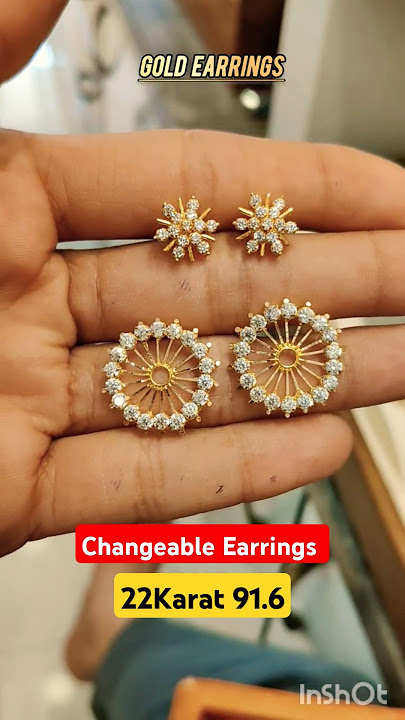 Daily wear gold earrings designs 22karat hallmarked. Changeable gold earrings designs