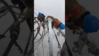 Dangerous Modern Power Line Installation #highvoltage #lineman