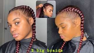 2 big braids with heat. Ft. My twin sister!