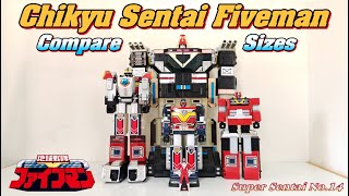 Super Sentai No.14 : Chikyu Sentai Fiveman : Size Comparison ALL Robot Form #tokusatsu #sentai #toys