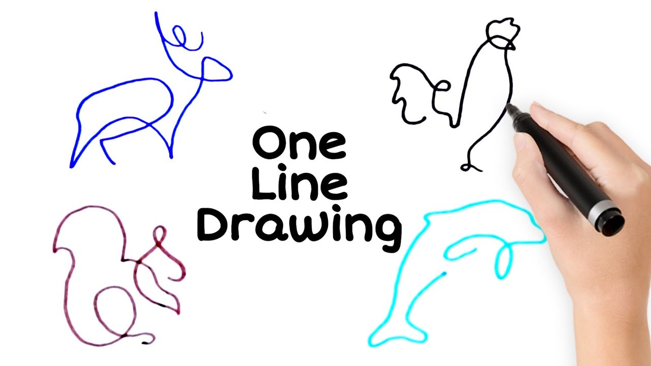 One Line Drawing ! 14 Easy One Line Animals Drawing ! Drawing For Kids
