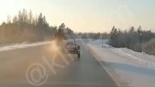 На мотоцикле в -36 мороза по трассе. Ханты-Мансийский автономный округ.