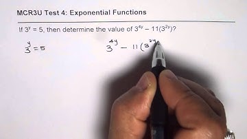 Thinking Question Exponent of Exponents Expression MCR3U Test 3^x = 5 Find 3^4x - 11 3^2x