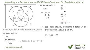 Venn diagrams, Set Notation, an iGCSE Exam Question, 10th Grade Math Part 4