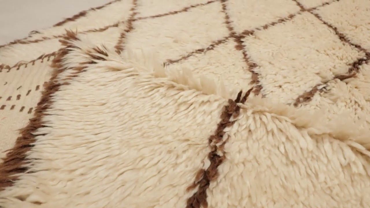 Vintage Moroccan Rug, Beige with Brown Diamond Geometric Patterns - Rug & Kilim -34905