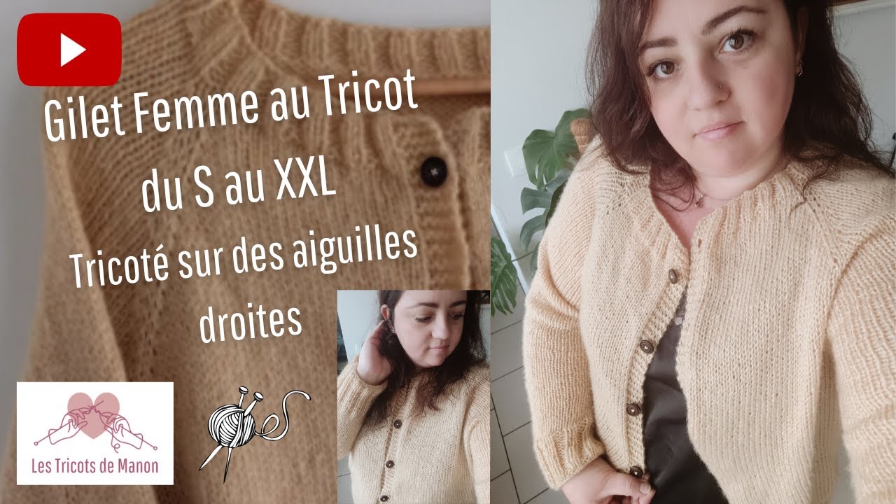 youtube tricot gilet femme