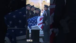 Final farewell: Officer Jonah Hernandez hearse arrives at church for his funeral service