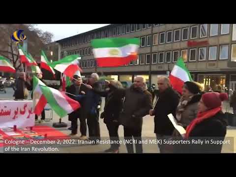 Cologne—December 2, 2022: MEK Supporters Rally in Support of the Iran Revolution