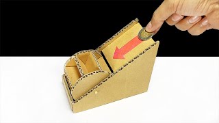 DIY Coin Bank Box from Cardboard at home | วิธีทำออมสินกังหันจากลังกระดาษ
