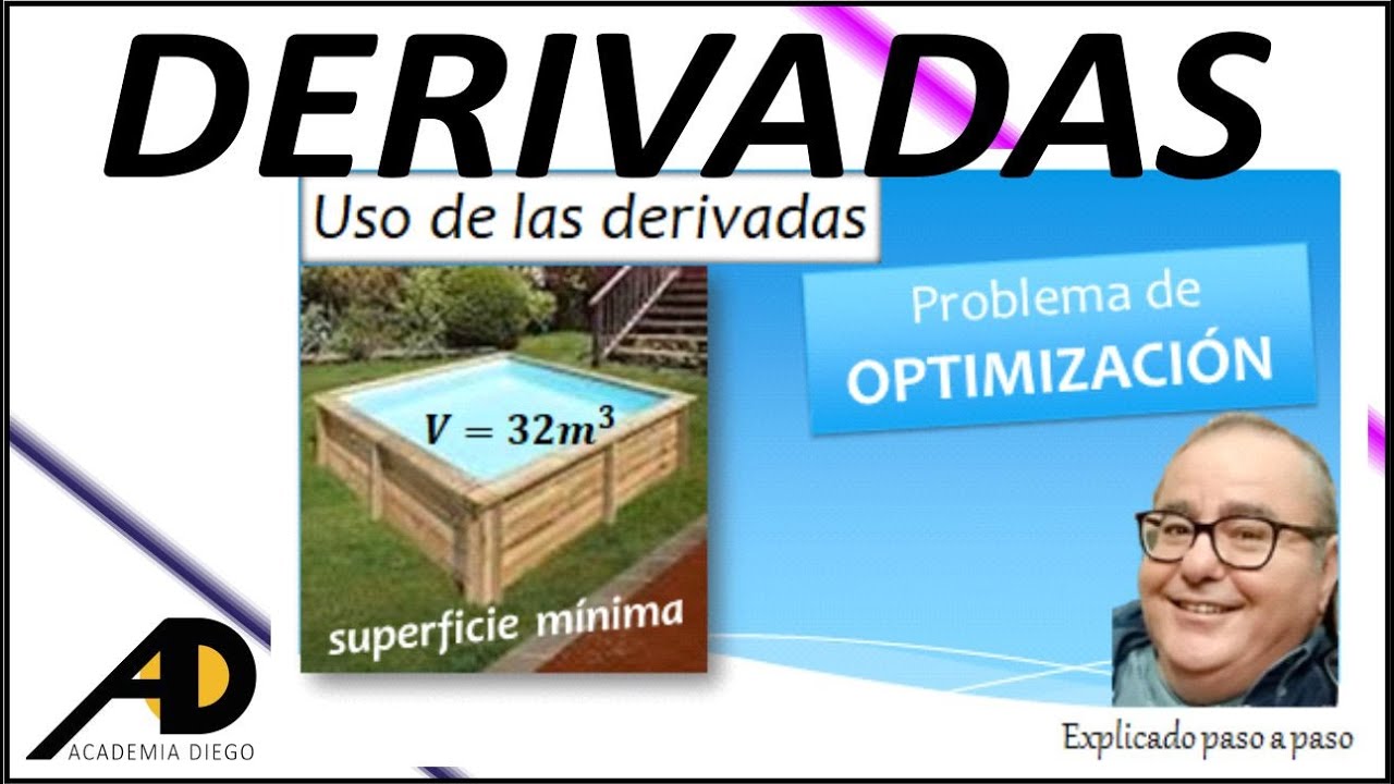 Aplicación de DERIVADAS OPTIMIZACIÓN: PISCINA 32 m3,   @ACADEMIADIEGO