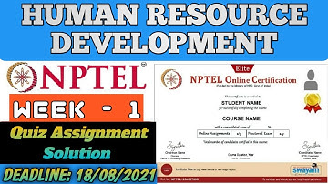 NPTEL | Human Resource Development Solution | Week 1 | Assignment 1 | IIT Kharagpur SWAYAM SOLUTION