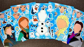 [paper Diy] Frozen 3 Sticker Activity Book 👑 Elsa, Anna & Olaf Makeover | Satisfying Video, Asmr