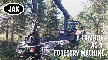 JAK 250K Tree Shear with a Tractor Timber Loader and Log Trailer |  Harvesting Trees With a Tractor