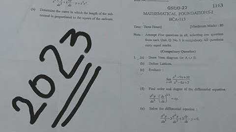 BCA mathematical foundation (question paper 2023 )by KUK University