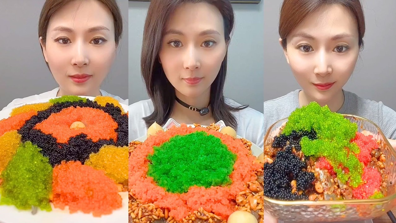 Chinese Colorful Fish Roe & Spicy Seafood ASMR | Crunchy Eating Sounds #150