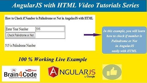 How to Check If a Number is Palindrome or Not in AngularJS with HTML | Hindi | Free Learn AngularJS