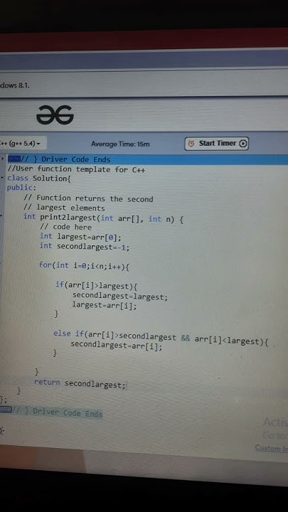 Second largest number in an array solution C++ - YouTube