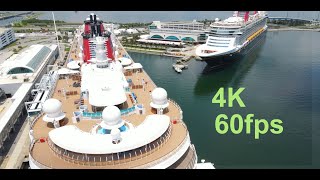 Flying Port Canaveral, FL, Cruise Ships, SpaceX landing barges, 4K 60fps