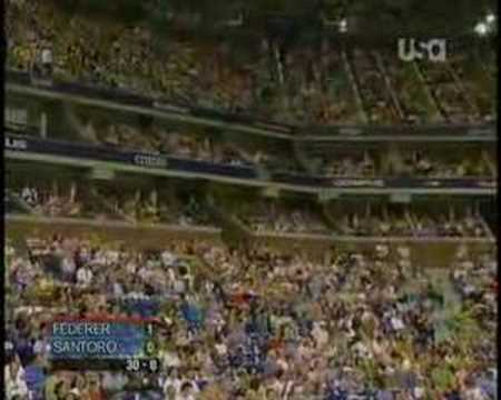 The famous between the legs shot by Fabrice Santoro against Roger Federer in the 2005 US OPen 2nd Round