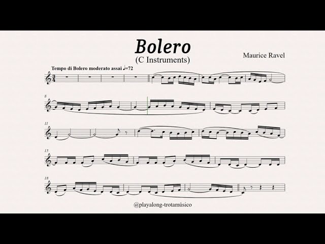 【オーケストラパート譜】ラヴェル:ボレロ　ブライトコプフ原典版 Flute Playalong - Bolero (Ravel) C instruments sheet music with