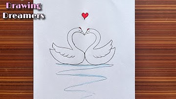 How to Draw Two Swans Making a Heart || Two Lover Swans || @DrawingDreamers