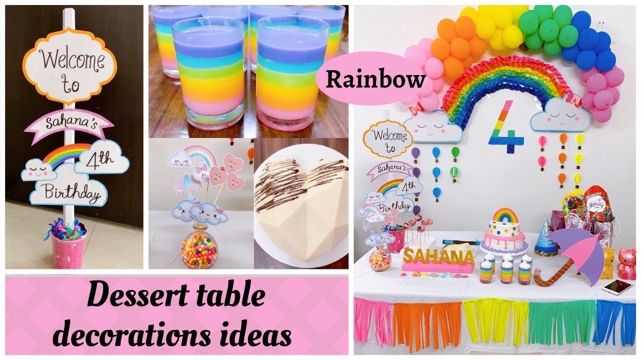 Cheap and Easy birthday decorations at home | Dessert table ...